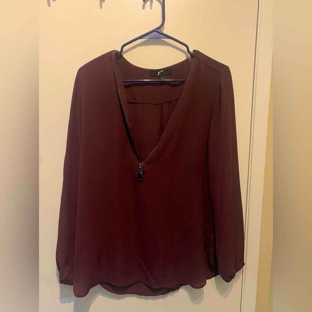 Red/Purple Zip Down Blouse